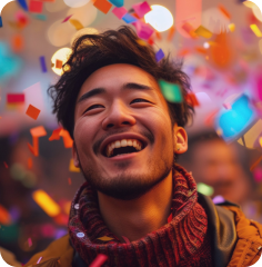 Person celebrating with confetti